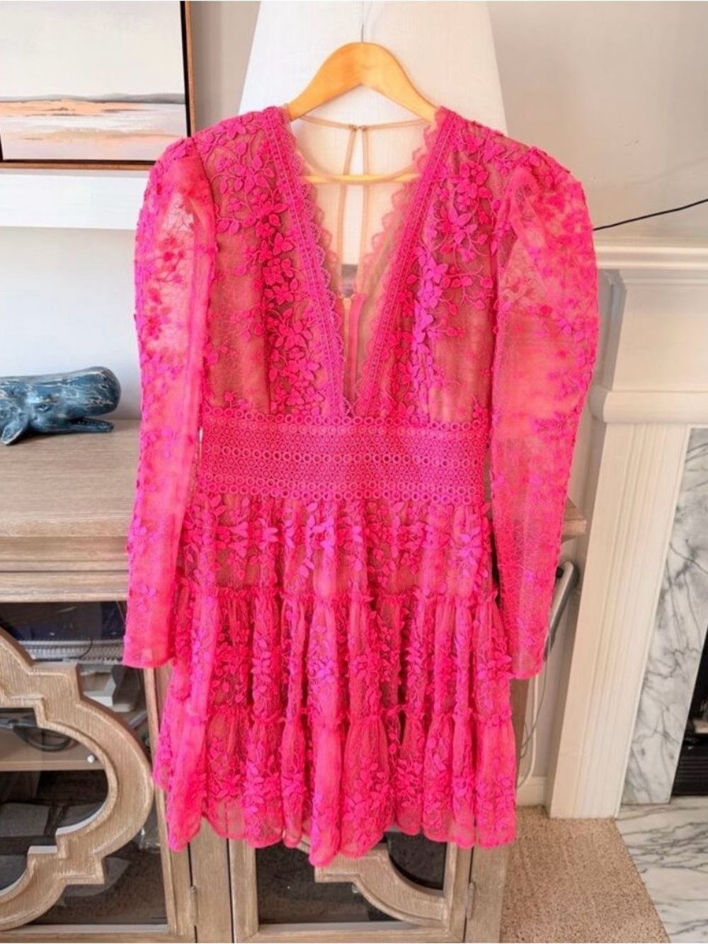 Bronx and Banco Megan Long-Sleeve Mini Dress Dark Pink